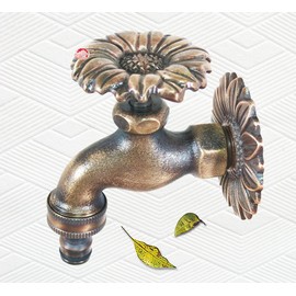 Taiwan Decorative Solid Brass Sunflower Garden Outdoor Faucet 4" inches L - with a Brass Connecter