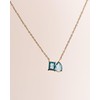 Desnuage 14K Gold Plated Double Aquamarine Birthstone Necklace Dainty Square