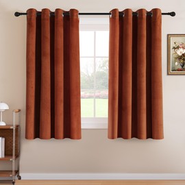 H.VERSAILTEX Velvet Curtains for Living Room 63 Inch Length 2 Panels Luxury Thermal Insulated Window Curtains for Bedroom Boys Room Super Soft Room Darkening Grommet Drapes, W52 x L63 Inches, Rust