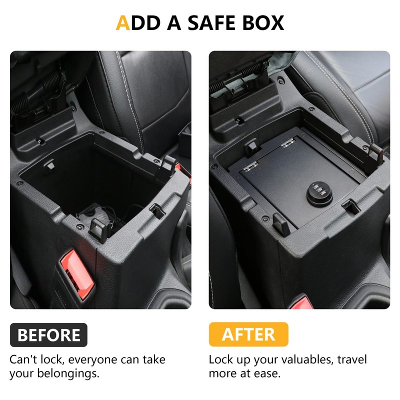 RERPRO Center Console Lock Safe Box Armrest Storage Compatible with