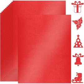 Twavang 25 Sheets Red Shimmer Cardstock Paper 8.5'' x 11'', 250gsm/92lb Double Sided Metallic Paper for Scrapbook, Invitations, Printing and DIY Cards
