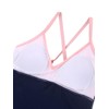RELLECIGA Women's Light Pink+Navy Blue V Neckline Ruched Tankini Top