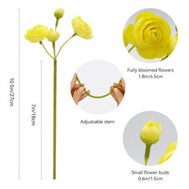 VIKINGS PANDA Ranunculus Artificial Flowers, 24 Pcs Mini Faux Silk Ranunculus Flowers Bulk with Stem for Home Decoration, Wedding Bouquets Centerpieces Arrangements. (Light Yellow)