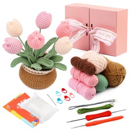 ENCHOL Beginner Crochet Kit, Complete Crochet Starter Kits-Flower Bouquet Potted, Crochet Potted Flowers, Tulip Potted DIY Crochet Kits with Step-by-Step Video Tutorials