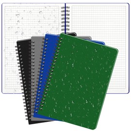 Jetec 4 Pcs 5 x 7 Inch Waterproof Graph Paper Spiral Notepads Grid Spiral Notebooks Weatherproof Tactical Stone Paper 64 Pages Nursing Notebook Police Journals for Outdoor (Multicolor)