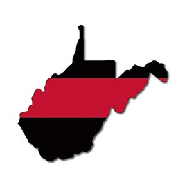 West Virginia Shaped Thin RED LINE Sticker (Decal Logo Service Firefighter Stripe wv)