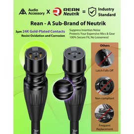 AA AUDIO ACCESSORY Female to Female XLR Cable 10ft, Gold Plated Neutrik REAN, 21AWG OFC, Kevlar-Reinforced Nylon Braided, XLR Extension Cable for Patchbays, Audio Interfaces, Stage Boxes & PA Systems