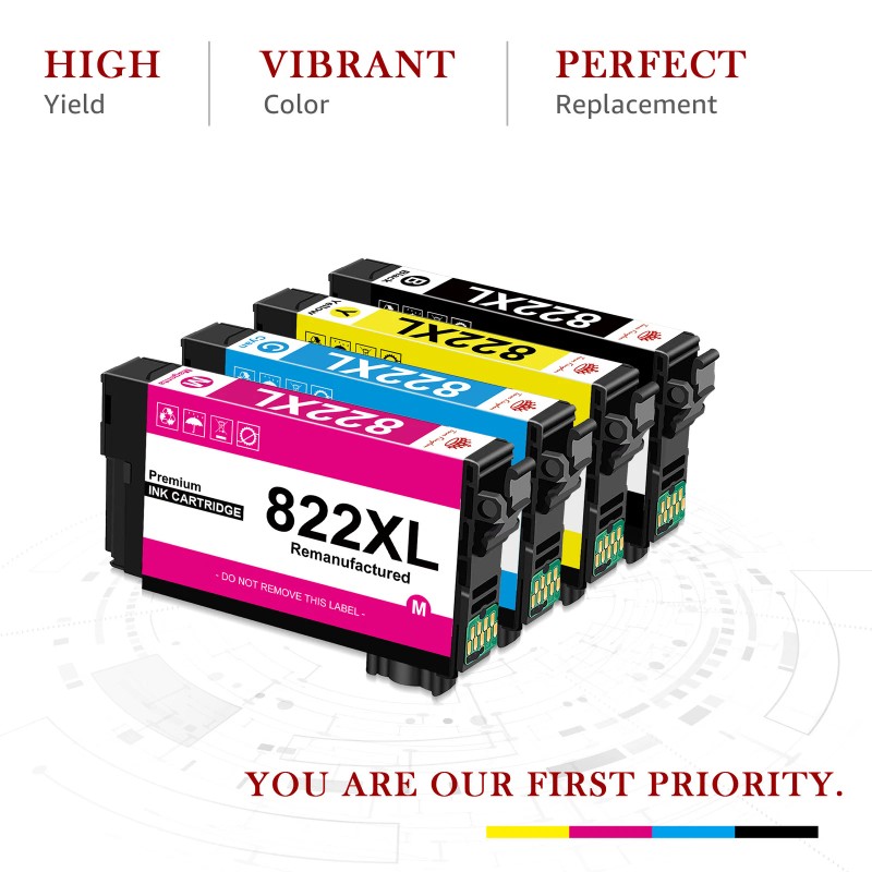 Toner Kingdom 4Pack 822XL T822XL Ink Cartridge For Epson WorkForce