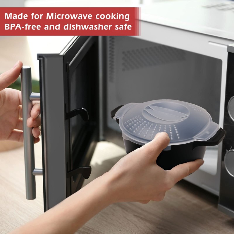 Professional Small Micro Cookware 1 Quart, Microwave Steamer for Vegetables,