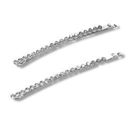 Mia Beauty Long Curved Rhinestone Bobby Pins Hair Pins Hair Accessories for Women, Teens, Dress Up, Casual, Trendy - Clear Stones + Silver Metal