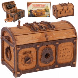 WOODEN.CITY Treasure Chest Сlue Box Wooden Puzzle Box - 3D Puzzle Wooden Puzzle Box with Secret Mechanism 165-Piece Escape Box, Difficulty Level 3/5 Puzzle and Puzzle Box for Adults Escape Room Game