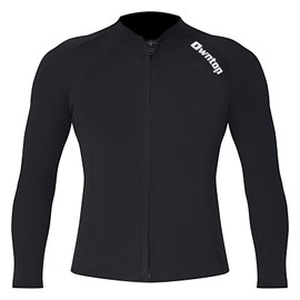 Owntop Men's Wetsuit Jacket - 2 mm Wetsuit Top Long Sleeve, Front Zip for Diving, Surfing, Snorkelling, Swimming, Black, 3XL