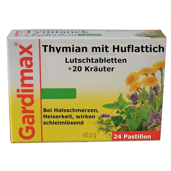 Lozenges Pack of 24 Thyme, Coltsfoot Plus 20 Herbs, expectorant