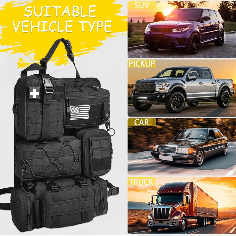 Tactical Car Seat Back Organizer, 2025 Upgrade Tactical Vehicle Panel