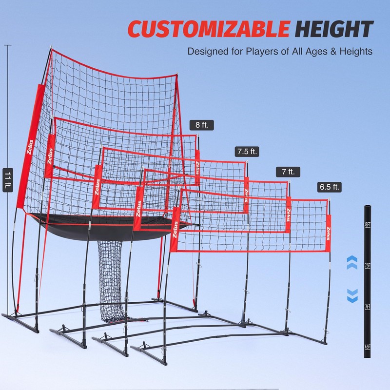 ZELUS Volleyball Training Net, Red 2