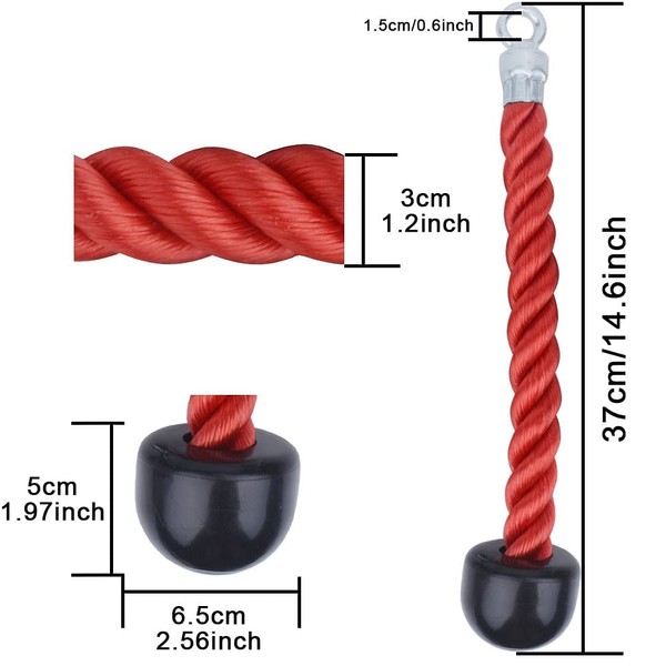 XYZDOUBLE Triceps Rope Nylon 33 cm Triceps Rope with Non-Slip