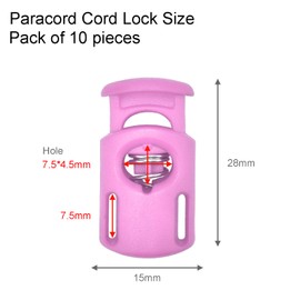 CooBigo 10 Pack Plastic Spring Cord Locks for Drawstring Paracord, Cord Stopper Toggle Clasps for Sweatpants Hoodie Gloves Hats String Clip Elastic Shoeslace String Lock BabyPink