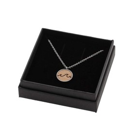 Eydl Wood Jewelry Skyla High Quality Stainless Steel Necklace with Stainless Steel and Walnut Pendant Length 44 cm Diameter Amulet 17 mm, Wood