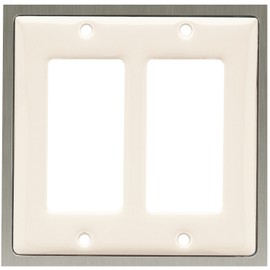 Liberty Hardware 63999 Ceramic Insert Double Decorator Wall Plate, Bisque