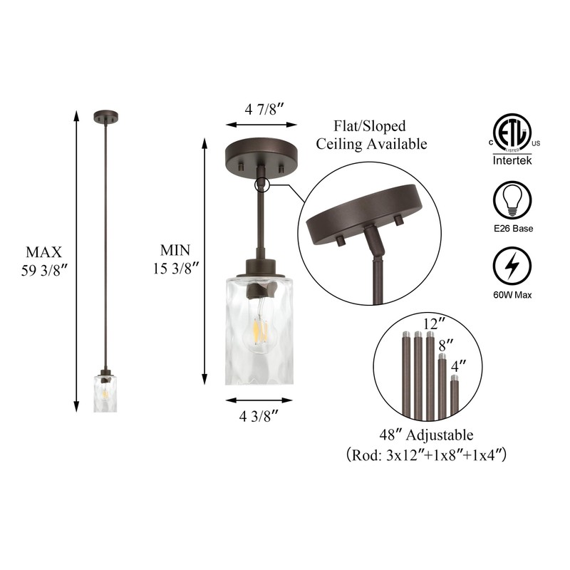 XiNBEi Lighting Pendant Lighting 1 Light Mini Pendant Light with