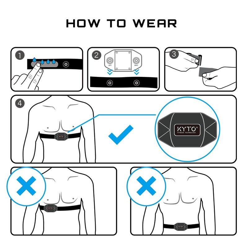 KYTO Heart Rate Monitor Chest Strap, ANT+/ Bluetooth, Compatible with