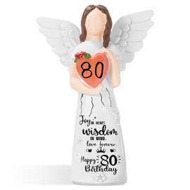Hosetim 80th Birthday Gifts for Women,Happy 80th Birthday Angel Figurine Decorations for Women,Cool Sculpted Hand-Painted Figure Gifts for 80 Year Old Woman,Grandmother,Aunt,Friends