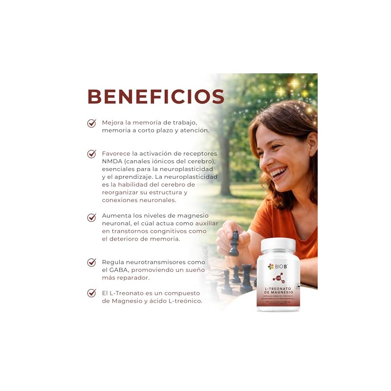 BIO B L-Treonato de Magnesio 2000mg | Memoria y Concentración