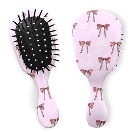 Miwasion Mini Hair Brush,Cute Detangling Travel Brush,Ultra-Soft Bristles Glide Through Tangles with Ease,Ease for Girls,Kids,Women,Men,Wet & Dry All Hair Types (X14-Pink Bow)