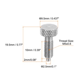sourcing map Spring Plunger M5x0.8 Thread Size Pin Dia.2.5mm Retractable Quick Release Pins Stainless Steel Non-Locking Index Plunger for Industrial Equipment