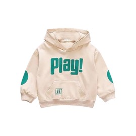 ranrann Toddler Girls Boys Letter Printed Graphic Hoodies Pullover Sweatshirt Long Sleeve Hooded Tops for Fall Winter Beige&Green 9-10 Years