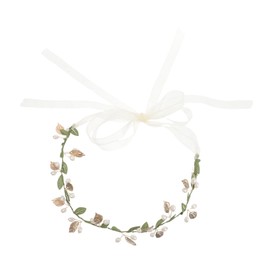 Baluue Beaded Bridal Hair Wreath Headband with Green Leaf and Pearl Details Nature Inspired Wedding Leaf Garland for Easy Styling Headpiece for Parties and Performances