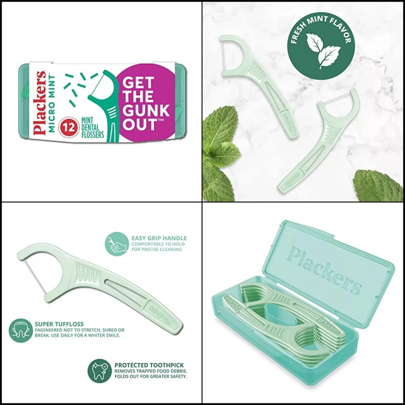 Plackers Micro Mint Dental Floss Picks with Travel Case 12