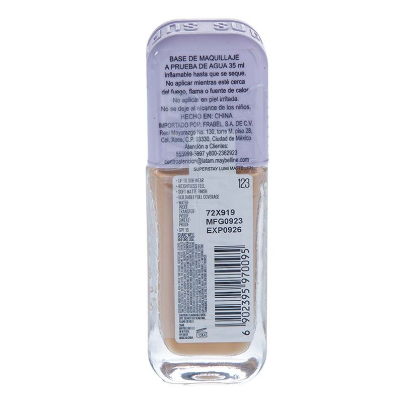 Base Maquillaje Maybelline tono 123 35ml