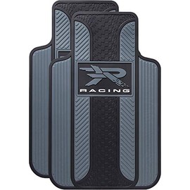 R Racing Velocity Black/Gray Floor Mats, Floor Mats by Plasticolor (001727R25)