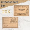 Tikplus Pack of 20 Invitation Cards Children's Birthday, Kraft Paper