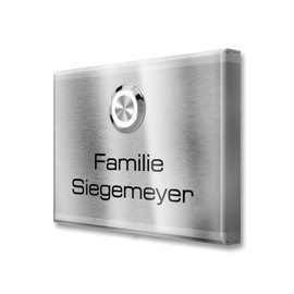 Metzler Surface-mounted doorbell made of stainless steel with bell push - bell incl. engraving with desired name (customable) - easy surface mounting - stainless steel - dimensions: 11 x 8 cm