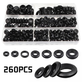 MUFUSHAN Cable Grommets, Rubber Bushing, Set of 260, Grommet Set, Gasket Grommets, Wire Protection, Double Sided Protection, Cable Protection, Rubber Bushing, Wire Grommets, Wire Rings, Storage Case