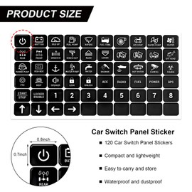 KVAEY 120 PCS Car Switch Panel Sticker, Graphic Text Auto Rocker Switch Label Decal, Universal Waterproof Rocker Toggle Switch Panel Stickers for Dashboard Boat RV Car Truck