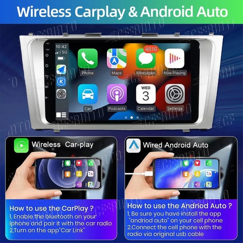 CFRIATO For Toyota Camry 2007-2011 Android 15 Apple CarPlay Car