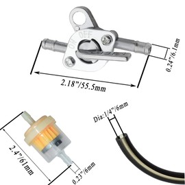 Gonfren Gas Fuel Oil Filter Clamps Kits, Fuel Hose Inline Fuel Shut Off Valve Petcock Petcock Petrol Switch for ATV Go Karts Motorcycle Dirt Bike Mini bike 50cc 70cc 110cc 125cc 150cc 250cc