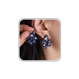 Blue Crystal Stud Earrings Silver Green Diamond Earrings Gold Rhinestone Emerald Earrings Marquise Wedding Earrings Bridal Sapphire Earrings Cluster Tear Earrings Jewellery for Women, Zinc, No