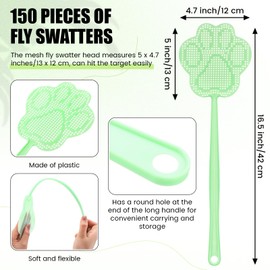 WILLBOND 150 Pcs Fly Swatter Plastic Fly Swatters Colorful Strong Flexible Manual Fly Swat Set Dog Long Range Handles Indoor and Outdoor Racket for Mosquito, Bee, Flies