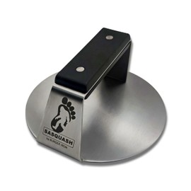 The Sasquash - 6" Heavy Duty Extra Wide Flat Handle Smashed Burger Press - Commercial Grade Welded Stainless Steel Burger Smasher (6 Inch 'Indestructo' Press)