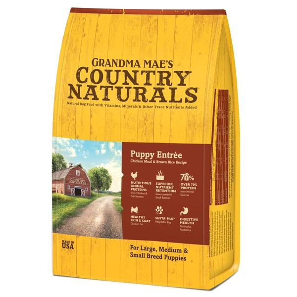 Grandma Mae's Country Naturals Grain Inclusive Dry Dog Food 4 LB Puppy Chicken & Brown Rice
