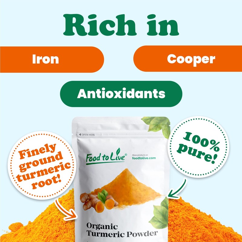 Food to Live Organic Turmeric Powder, 2 Pounds Non-GMO, Finely