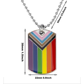 Sinwinkori Progress Pride Dog Tag Pendant Necklace Fashion Jewellery 60cm Ball Chain Valentines Day Birthday Gift for Couples