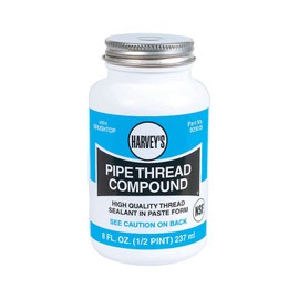 William H Harvey 29035 Oatey Pipe Thread Compound Brushtop Plastic Jar Liquid Paste, 8 oz, Grey