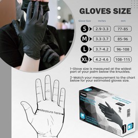 K-MART Black Nitrile Multi-Purpose Disposable Gloves, Powder Free, Disposable, Extra Strong - Box of 100 (Black, Med)