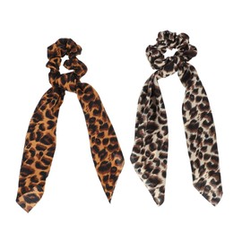 BIUDECO 2 Pcs Printing Scrunchies Leopard Print Hair Ties Braiding for Girls Hair Accessories Fashionable Decorative Headwear
