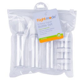 6pc Flight Mode Plastic Travel Bottle Set Container Refillable Storage Clear